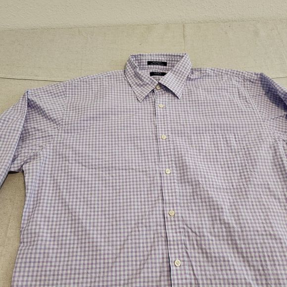 Lincs Shirt Mens XL Purple Plaid Button Up Long Sleeve Cotton - Picture 2 of 11